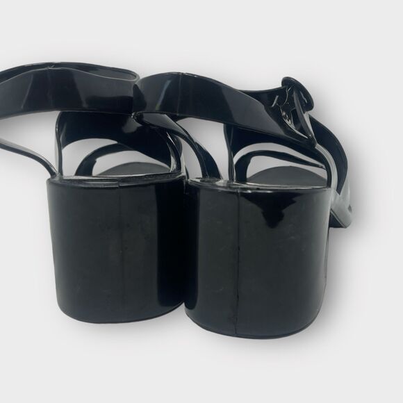 Black Jelly Strap Sandals Sz 10 Chic Goth Summer Platform Sandals - Picture 3 of 9